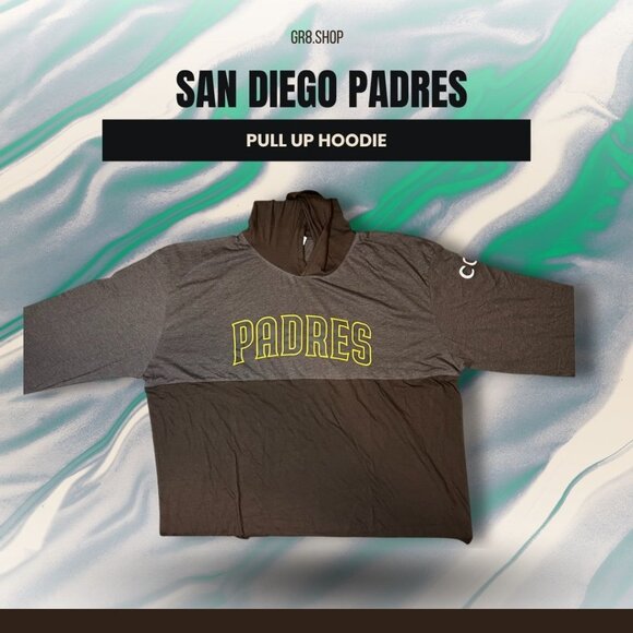 San Diego Padres Pull Up Hoodie 2XL Gray & Brown 60% Cotton 40% Polyester Adult - Picture 1 of 6